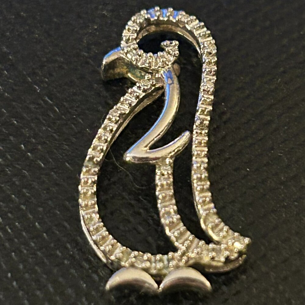 Sterling Silver Penguin with Diamonds Pendant